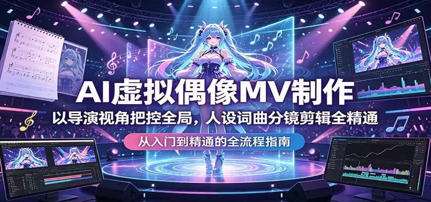 AI虚拟偶像MV制作：以导演视角把控全局，人设词曲分镜剪辑全精通-尊多创业网