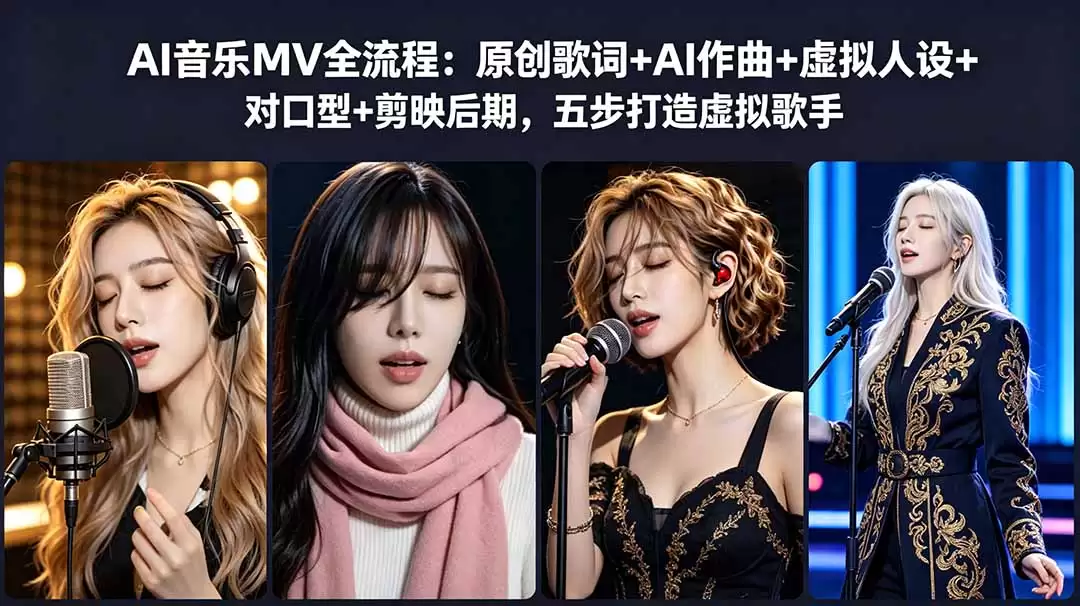 （18710期）AI音乐MV全流程：原创歌词+AI作曲+虚拟人设+对口型+剪映后期，五步打造虚拟歌手-尊多创业网