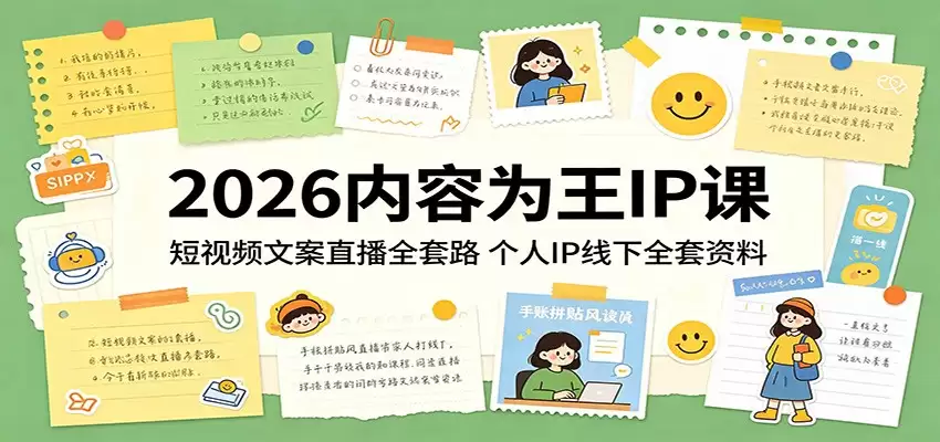 2026内容为王IP课：短视频文案直播全套路，个人IP线下全套资料-尊多创业网