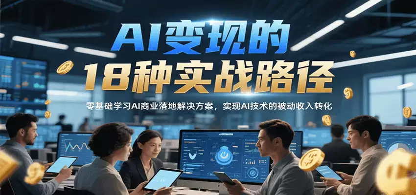 AI变现的18种实战路径，零基础学习AI商业落地解决方案，实现AI技术的被动收入转化-尊多创业网