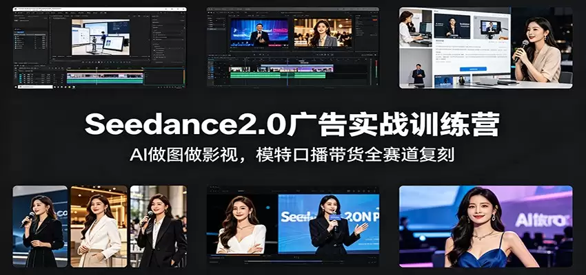 Seedance2.0广告实战训练营：AI做图做影视，模特口播带货全赛道复刻-尊多创业网
