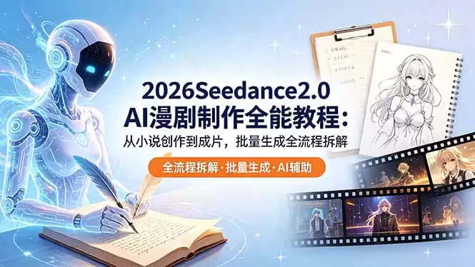 （18537期）2026Seedance2.0 AI制作全能教程：从小说创作到成片，批量生成全流程拆解-尊多创业网