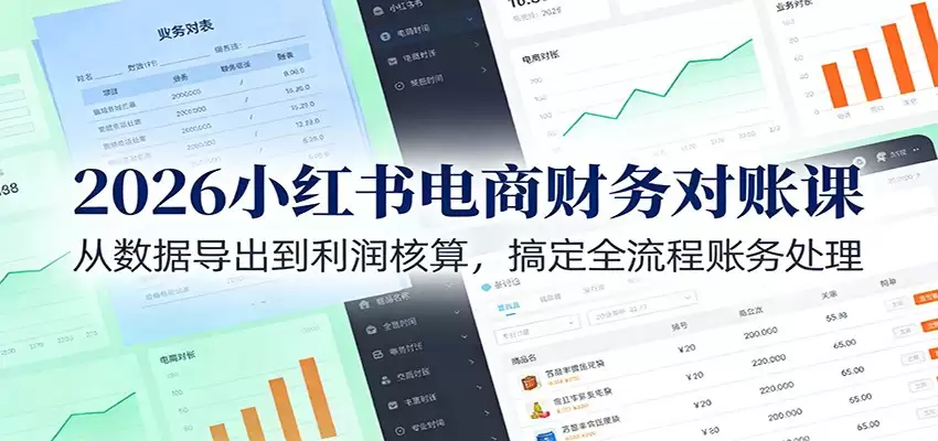 2026小红书电商财务对账课：从数据导出到利润核算，搞定全流程账务处理-尊多创业网