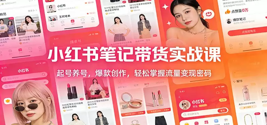 小红书笔记带货实战课：起号养号，爆款创作，轻松掌握流量变现密码-尊多创业网