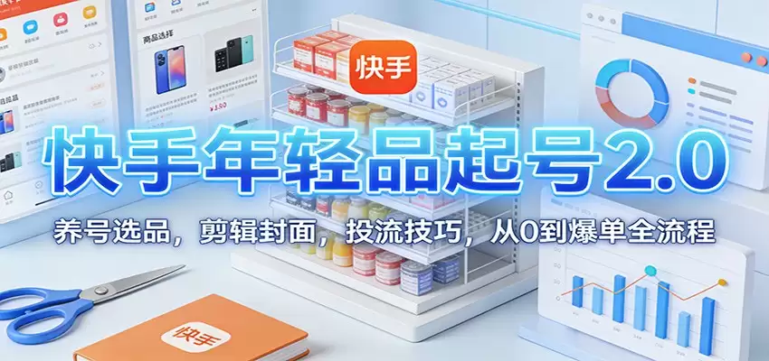 快手年轻品起号2.0：养号选品，剪辑封面，投流技巧，从0到爆单全流程-尊多创业网
