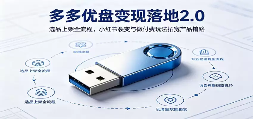 多多优盘变现落地2.0：选品上架全流程，小红书裂变与微付费玩法拓宽产品销路-尊多创业网