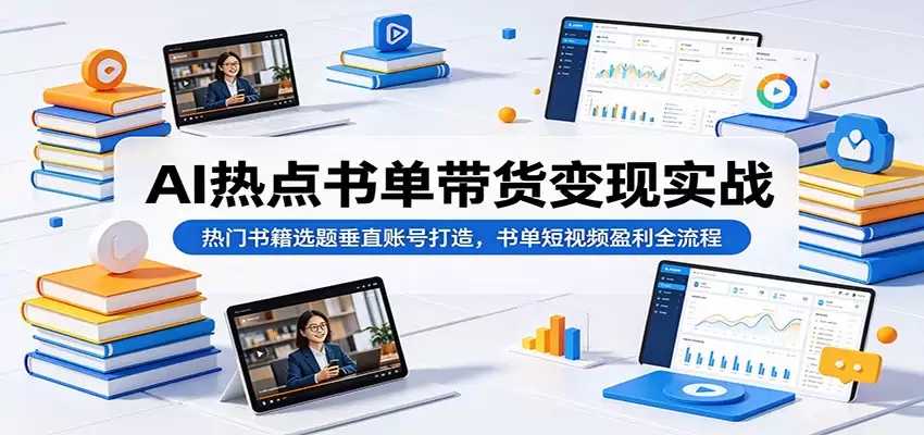AI热点书单带货变现实战：热门书籍选题垂直账号打造，书单短视频盈利全流程-尊多创业网