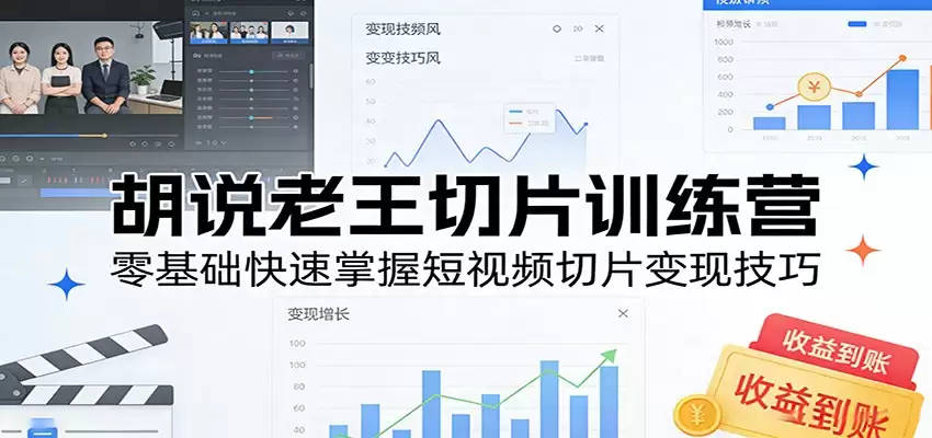 胡说老王切片训练营，零基础快速掌握短视频切片变现技巧-尊多创业网