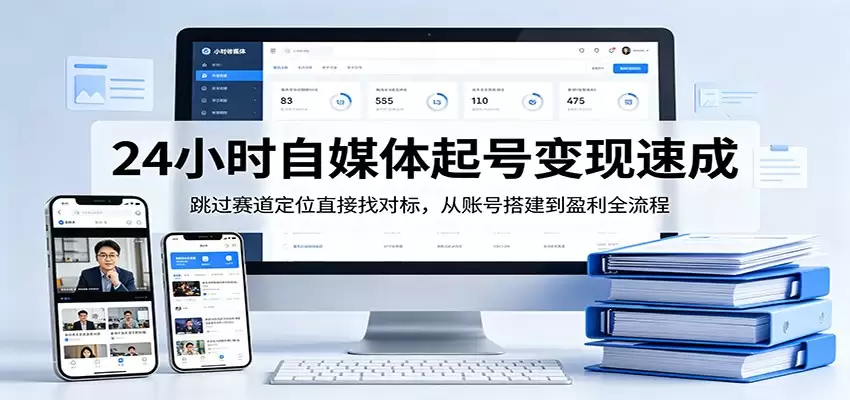 24小时自媒体起号变现速成，跳过赛道定位直接找对标，从账号搭建到盈利全流程-尊多创业网