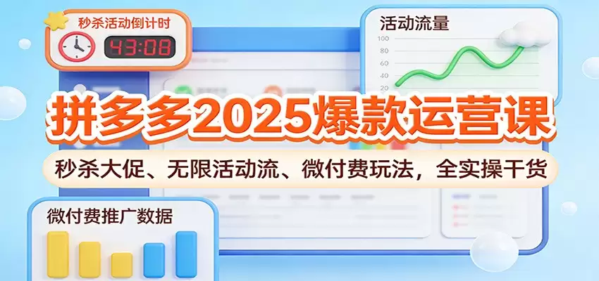 拼多多2025爆款运营课：秒杀大促、无限活动流、微付费玩法，全实操干货-尊多创业网