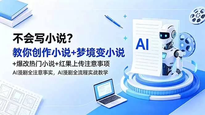 （18801期）不会写小说？教你创作小说+梦境变小说+爆改热门小说+红果上传注意事项，AI漫剧全流程实战教学-尊多创业网