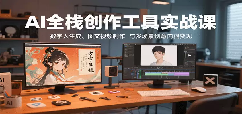 AI全栈创作工具实战课：数字人生成、图文视频制作与多场景创意内容变现-尊多创业网