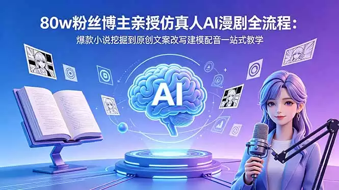 （18581期）80w粉丝博主亲授仿真人AI漫剧全流程：爆款小说挖掘到原创文案改写建模配音一站式教学-尊多创业网