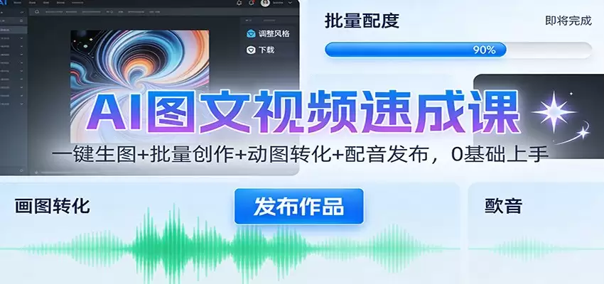 AI图文视频速成课：一键生图+批量创作+动图转化+配音发布，0基础上手-尊多创业网