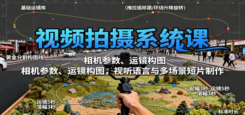 视频拍摄系统课：相机参数、运镜构图，视听语言与多场景短片制作-尊多创业网