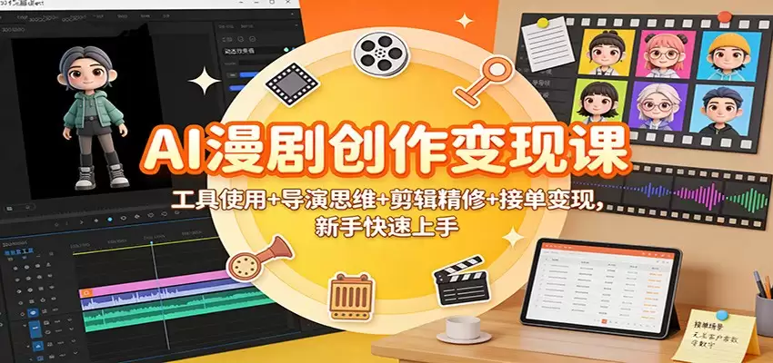 AI漫剧创作变现课：工具使用+导演思维+剪辑精修+接单变现，新手快速上手-尊多创业网
