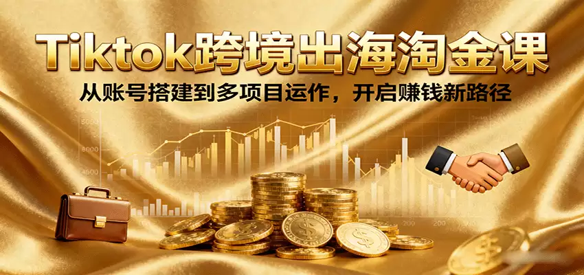 Tiktok跨境出海淘金课，从账号搭建到多项目运作，开启赚钱新路径-尊多创业网