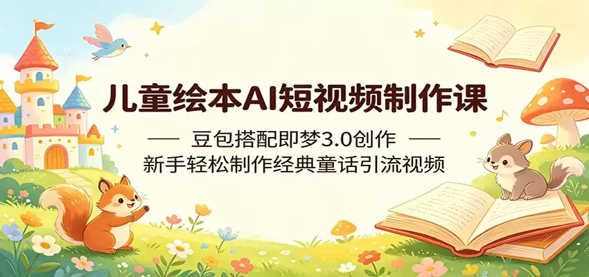 儿童绘本AI短视频制作课：豆包搭配即梦3.0创作，新手轻松制作经典童话引流视频-尊多创业网