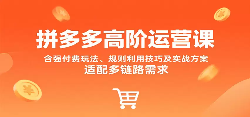 拼多多高阶运营课，含强付费玩法、规则利用技巧及实战方案，适配多链路需求-尊多创业网