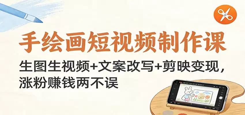 手绘画短视频制作课：生图生视频+文案改写+剪映变现，涨粉赚钱两不误-尊多创业网