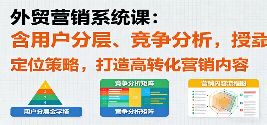 外贸营销系统课：含用户分层、竞争分析，授卖品、定位策略，打造高转化营销内容-尊多创业网