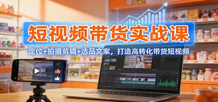 短视频带货实战课：定位+拍摄剪辑+选品文案，打造高转化带货短视频-尊多创业网