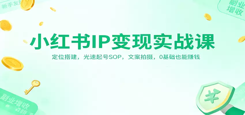 小红书IP变现实战课：定位搭建，光速起号SOP，文案拍摄，0基础也能赚钱-尊多创业网