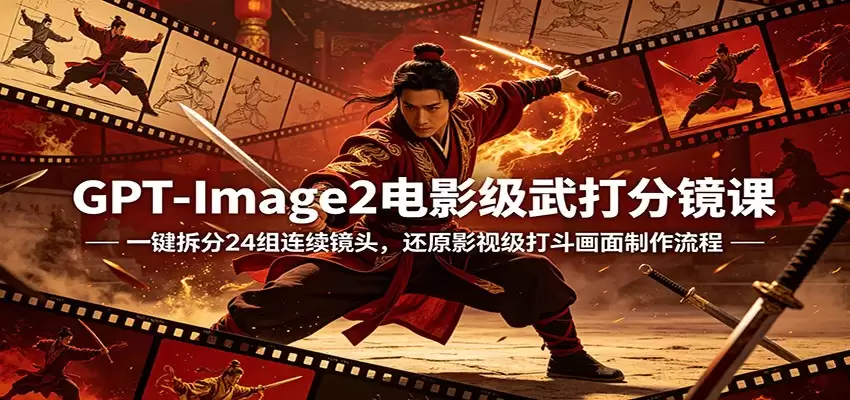 GPT-Image2电影级武打分镜课：一键拆分24组连续镜头，还原影视级打斗画面制作流程-尊多创业网