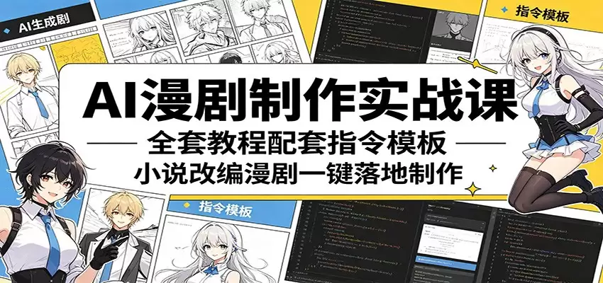 AI漫剧制作实战课：全套教程配套指令模板，小说改编漫剧一键落地制作-尊多创业网