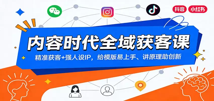 内容时代全域获客课：精准获客+强人设IP，给模版易上手、讲原理助创新-尊多创业网