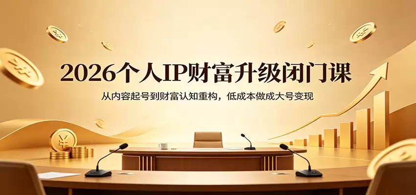 2026个人IP财富升级闭门课：从内容起号到财富认知重构，低成本做成大号变现-尊多创业网