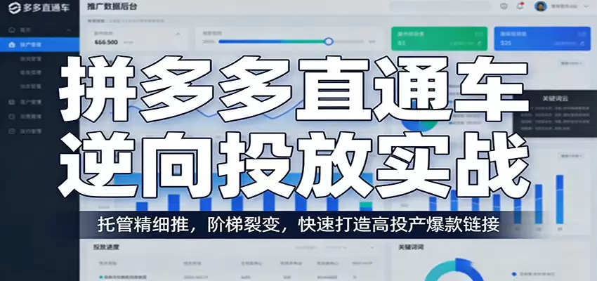 拼多多直通车逆向投放实战：托管精细推，阶梯裂变，快速打造高投产爆款链接-尊多创业网