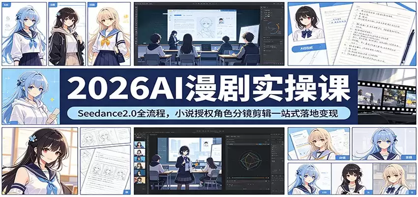 2026AI漫剧实操课：Seedance2.0全流程，小说授权角色分镜剪辑一站式落地变现-尊多创业网