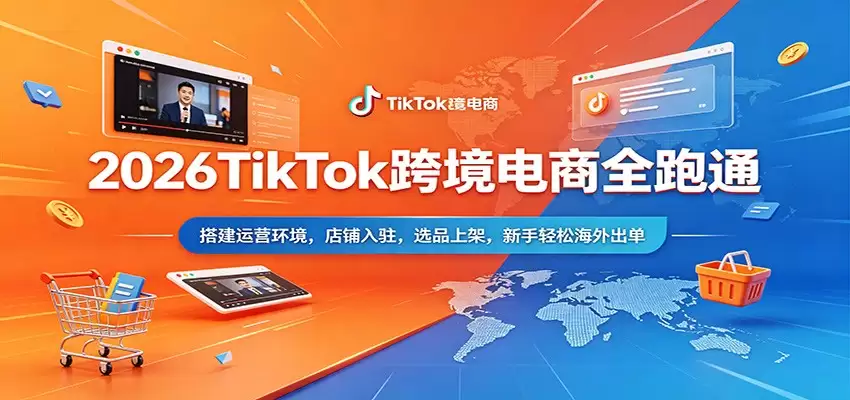 2026TikTok跨境电商全跑通：搭建运营环境，店铺入驻，选品上架，新手轻松海外出单-尊多创业网