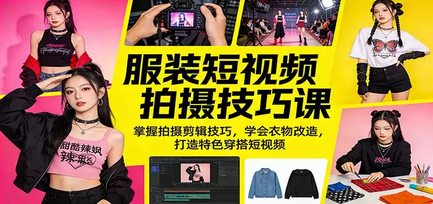 服装短视频拍摄技巧课：掌握拍摄剪辑技巧，学会衣物改造，打造特色穿搭短视频-尊多创业网