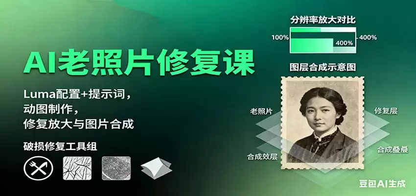 AI老照片修复课：Luma配置+提示词，动图制作，修复放大与图片合成-尊多创业网