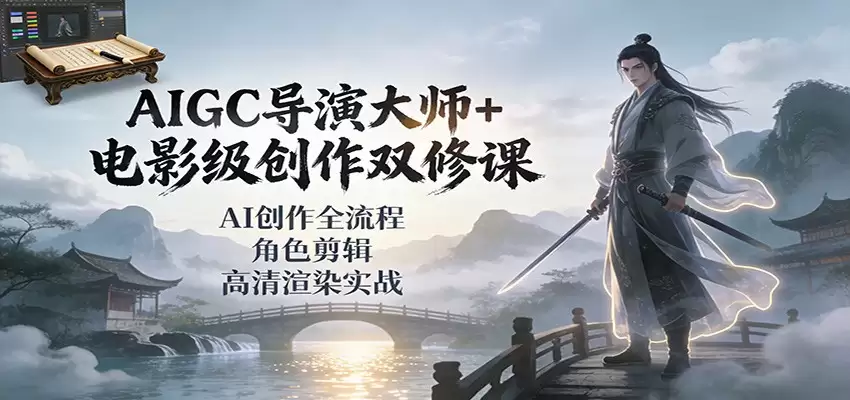 AIGC导演大师+电影级创作双修课：AI创作全流程、角色剪辑、高清渲染实战-尊多创业网