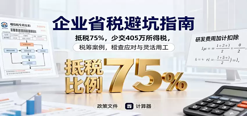 企业省税避坑指南：抵税75%，少交405万所得税，税筹案例，稽查应对与灵活用工-尊多创业网