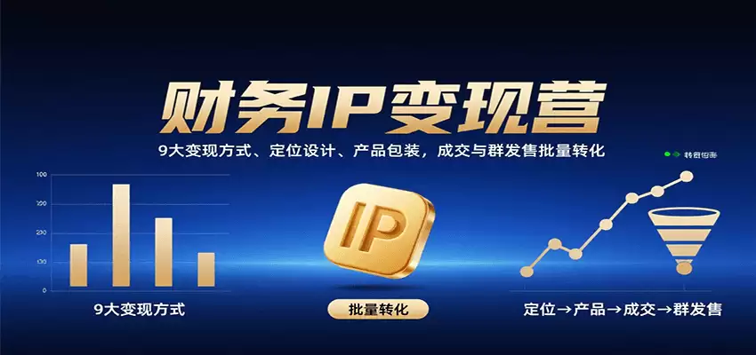 财务IP变现营：9大变现方式、定位设计、产品包装，成交与群发售批量转化-尊多创业网