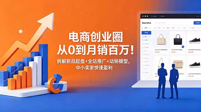 （18831期）电商创业圈从0到月销百万！拆解新品起盘+全站推广+动销模型，中小卖家快速盈利-尊多创业网