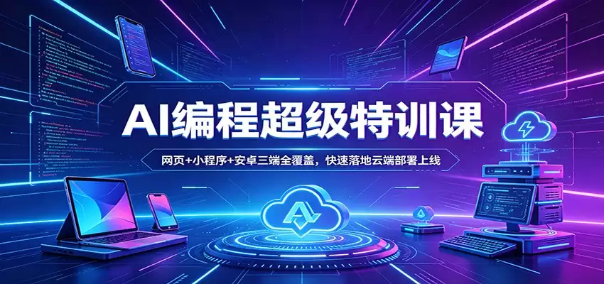 AI编程超级特训课：网页+小程序+安卓三端全覆盖，快速落地云端部署上线-尊多创业网