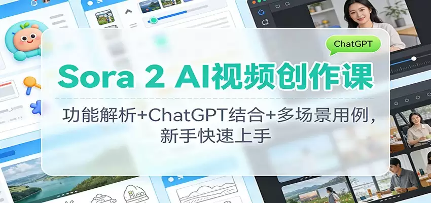 Sora 2 AI视频创作课：功能解析+ChatGPT结合+多场景用例，新手快速上手-尊多创业网