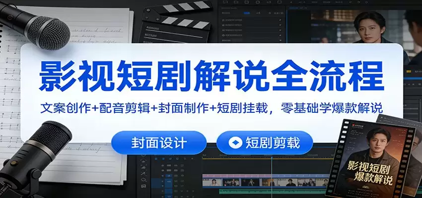 影视短剧解说全流程：文案创作+配音剪辑+封面制作+短剧挂载，零基础学爆款解说-尊多创业网