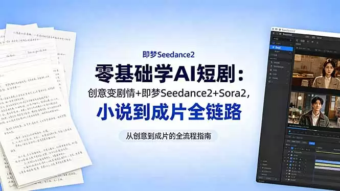 （18537期）零基础学AI短剧：创意变剧情+即梦Seedance2+Sora2，小说到成片全链路-尊多创业网