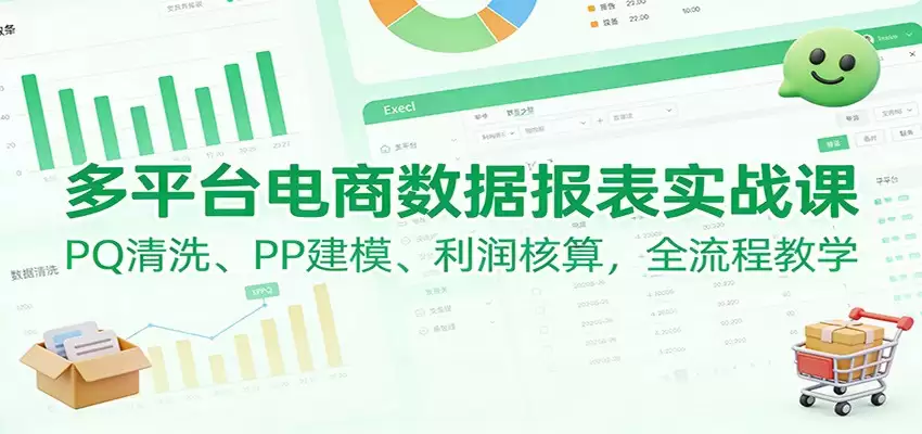 多平台电商数据报表实战课：PQ清洗、PP建模、 利润核算，全流程教学-尊多创业网