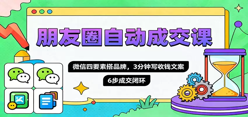 朋友圈自动成交课，微信四要素搭品牌，3分钟写收钱文案，6步成交闭环-尊多创业网