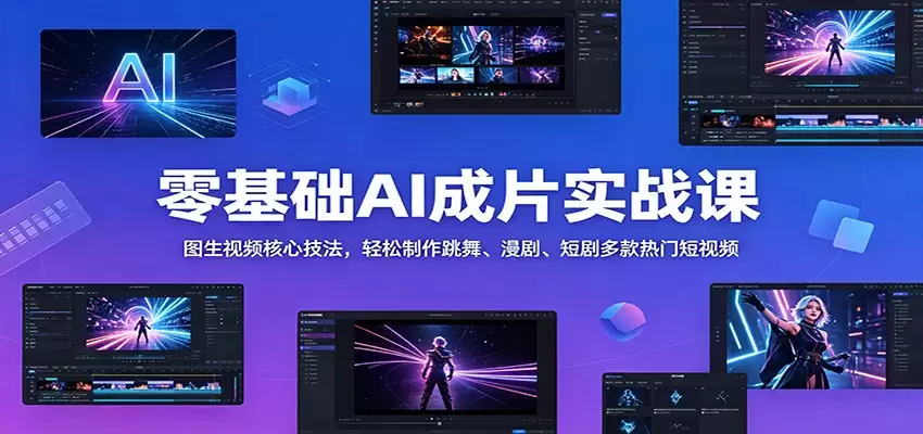 零基础AI成片实战课：图生视频核心技法，轻松制作跳舞、漫剧、短剧多款热门短视频-尊多创业网