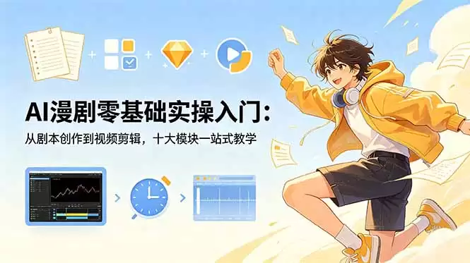 （18812期）AI漫剧零基础实操入门：从剧本创作到视频剪辑，十大模块一站式教学-尊多创业网
