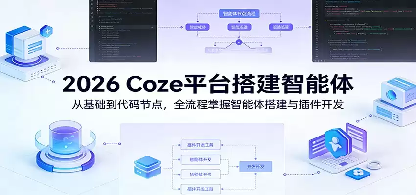 2026 Coze平台搭建智能体：从基础到代码节点，全流程掌握智能体搭建与插件开发-尊多创业网