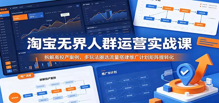 淘宝无界人群运营实战课：拆解高投产案例，多玩法圈选流量搭建推广计划矩阵提转化-尊多创业网